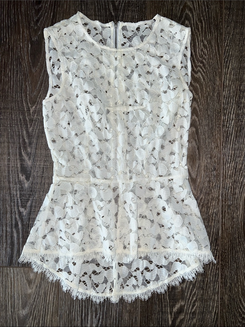 BCBG Women’s Lace Peplum Shell Top - White